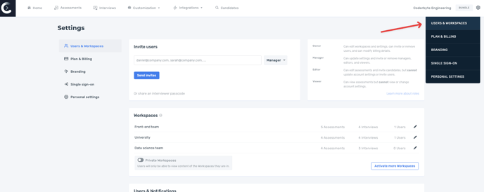 users and workspaces